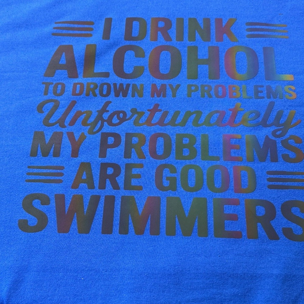 Funny Swimming T-Shirt, Blue, Good Swimmers Graphic Tee, Humorous Alcohol Quote